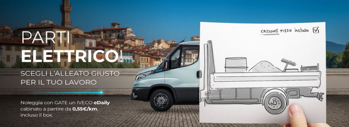 Noleggia con GATE il tuo eDaily cabinato 100% elettrico a partire da 0,55€/km - Lombardia Truck